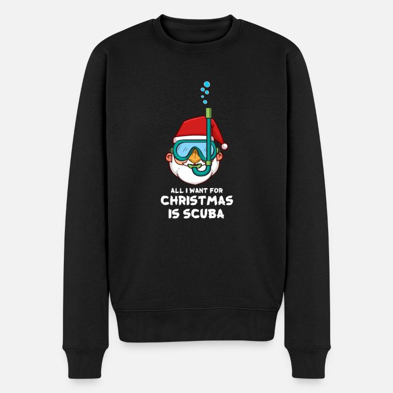 Tout ce que je veux pour Noël, c'est Scuba Xmas Scuba Diver - Pull Premium bio Homme - noir