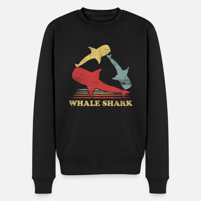 Walhai retro - Männer Premium Bio Pullover - Schwarz