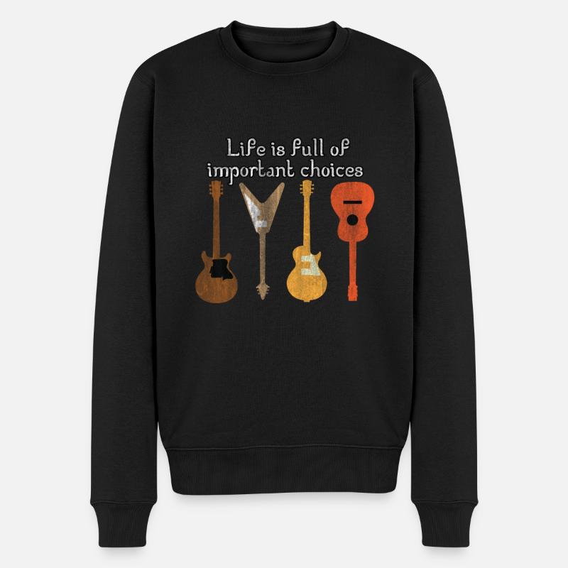 Gitarre E-Gitarre - Männer Premium Bio Pullover - Schwarz