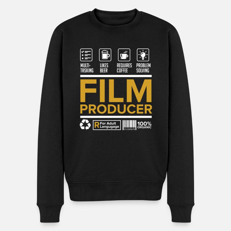 Filmproduzent - Männer Premium Bio Pullover - Schwarz