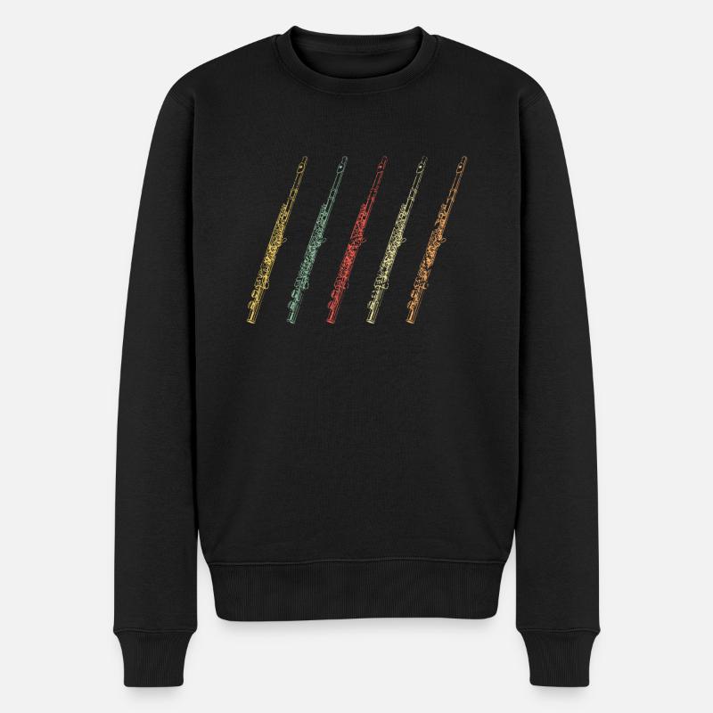 Querflöte - Männer Premium Bio Pullover - Schwarz