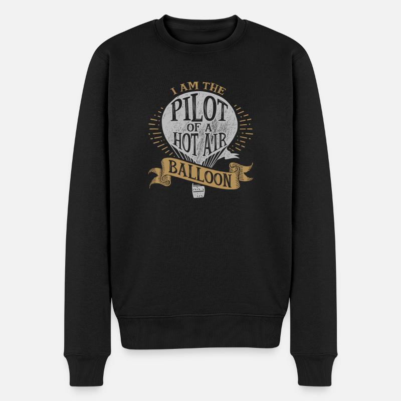 Je suis le pilote d'une montgolfière - Pull Premium bio Homme - noir