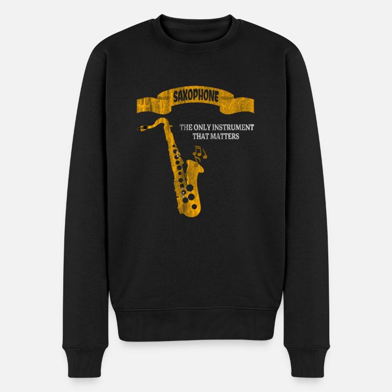Saxophon Musik - Männer Premium Bio Pullover - Schwarz