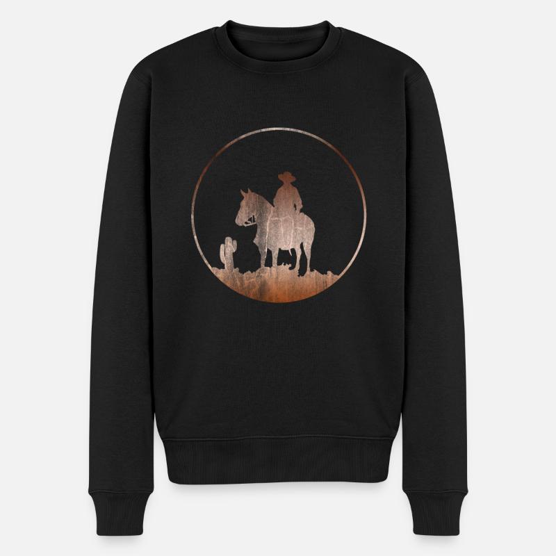 Cowboy - Männer Premium Bio Pullover - Schwarz
