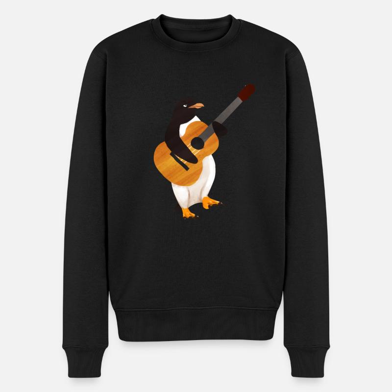 Gitarre Akustikgitarre Pinguin Kinder Geschenk - Männer Premium Bio Pullover - Schwarz