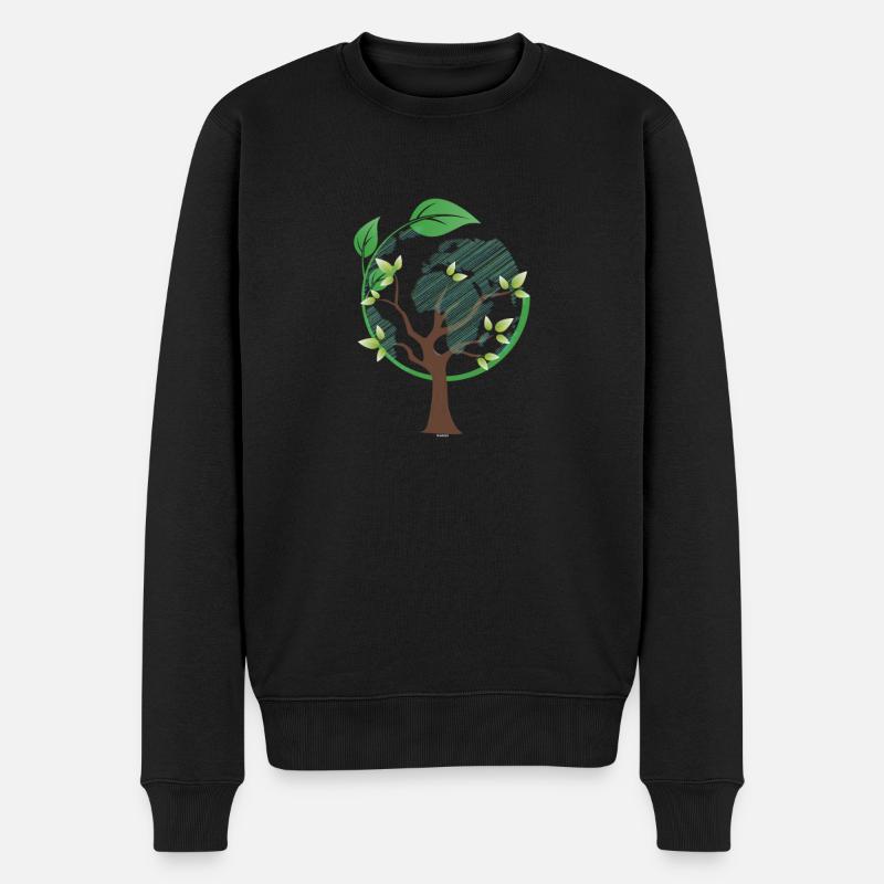 Erdbaum-Kugel-Mutter Natur-Umweltwald - Männer Premium Bio Pullover - Schwarz