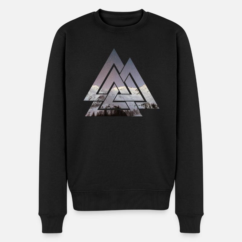 Abstrakte Berge - Männer Premium Bio Pullover - Schwarz