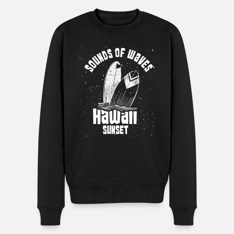 Hawaii Wellen - Männer Premium Bio Pullover - Schwarz