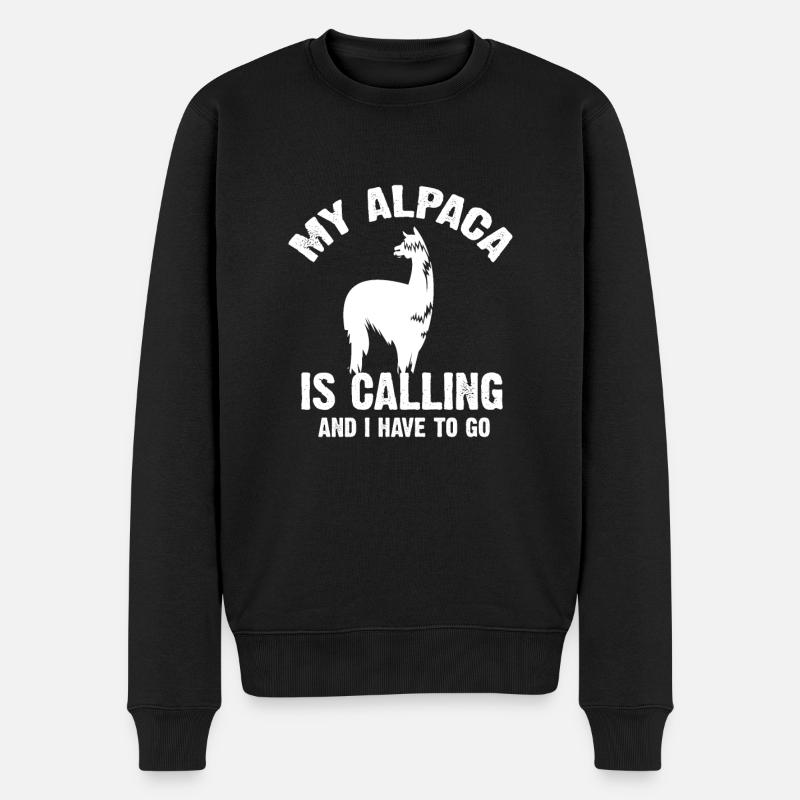 Alpaka Calling Tshirt - Männer Premium Bio Pullover - Schwarz