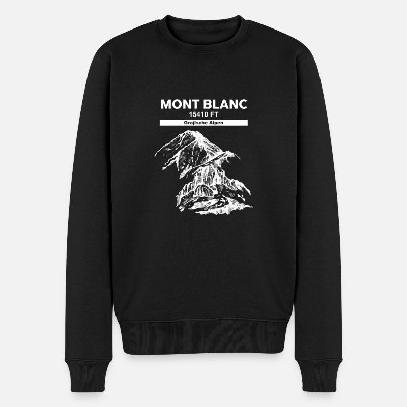 Mont Blanc-Alpen-weißer Berg 15410 FT schneebedeckt - Männer Premium Bio Pullover - Schwarz