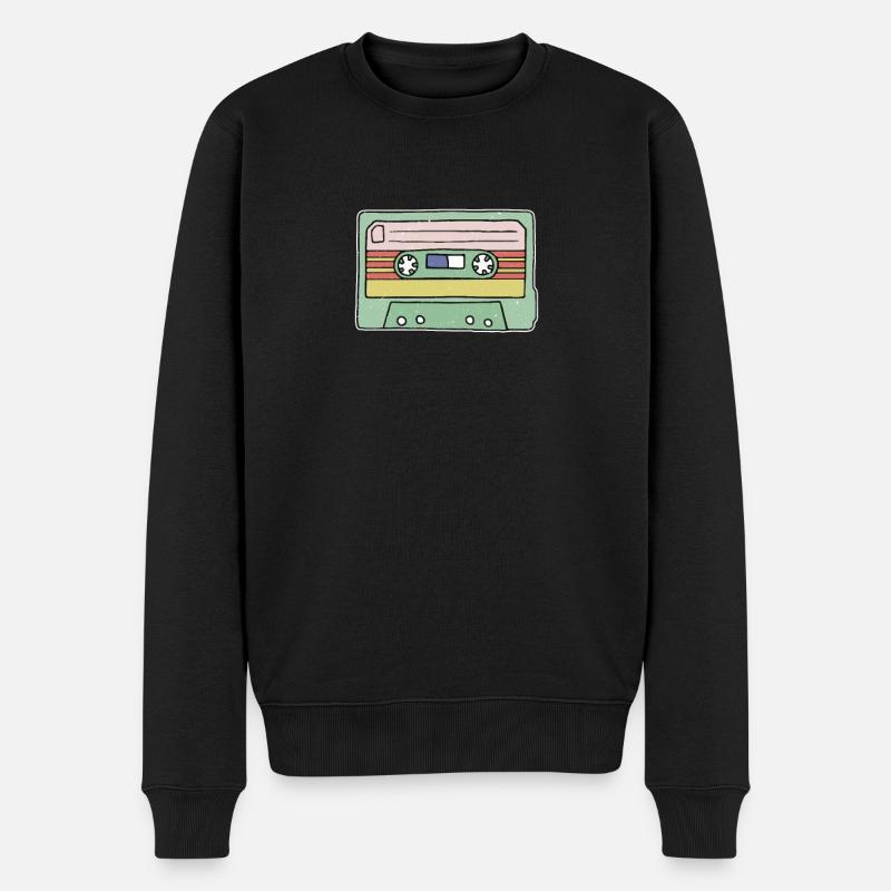 Retro Kassette - Männer Premium Bio Pullover - Schwarz