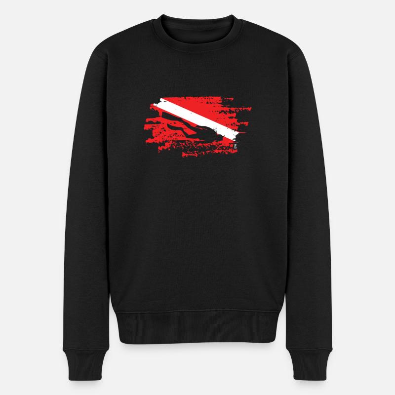 Taucher Down Flag Scuba Diving Unterwassersurfer - Männer Premium Bio Pullover - Schwarz