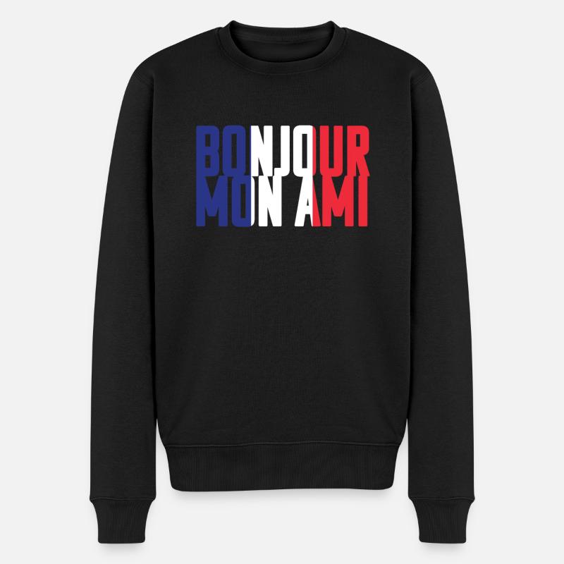 Français Mots - Bonjour Mon Ami - Pull Premium bio Homme - noir