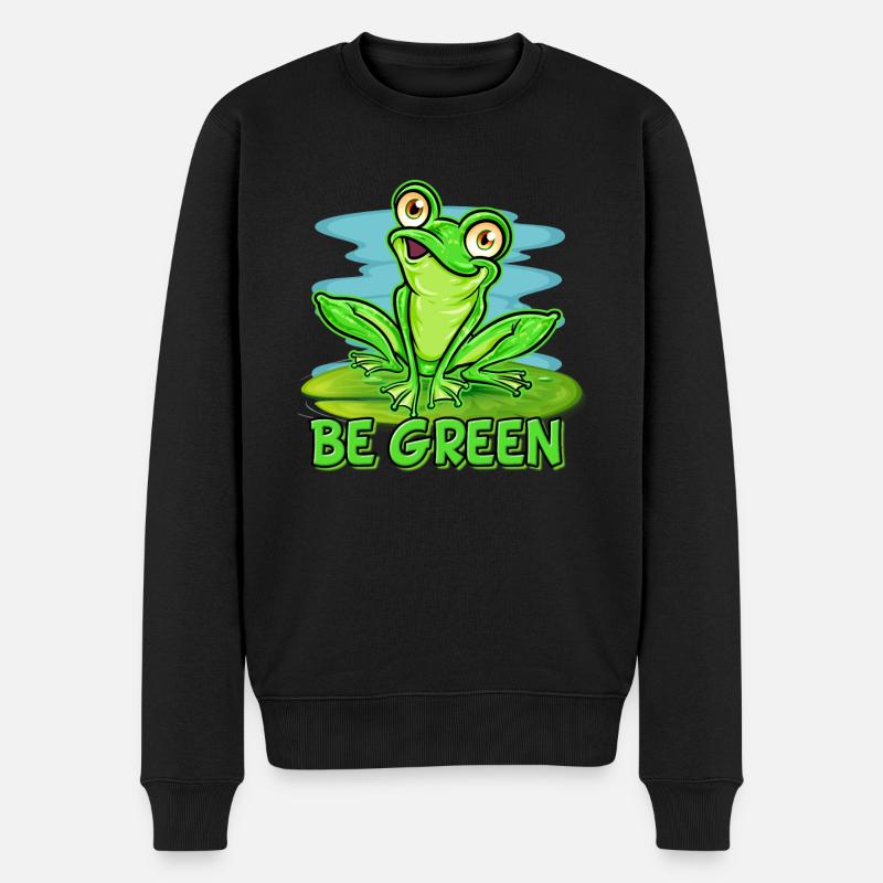 Froschliebhaber | Grün sein - Männer Premium Bio Pullover - Schwarz