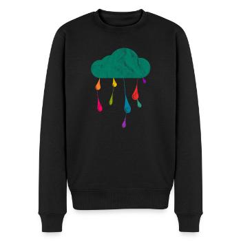 Pluie nuages pluie gouttes diversité arc-en-ciel - Pull Premium bio Homme - noir - Devant - Nico (187cm)