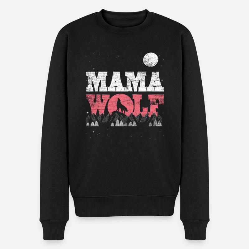 Wolf Mama - Pull Premium bio Homme - noir