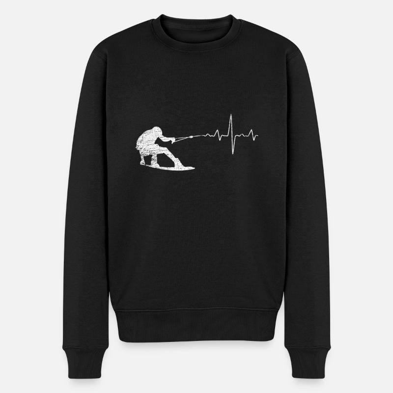 Wakeboard Herzschlag - Männer Premium Bio Pullover - Schwarz