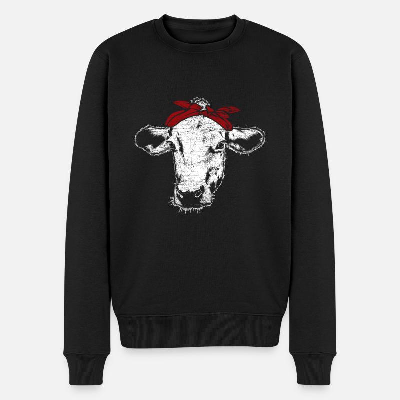 Kuh - Männer Premium Bio Pullover - Schwarz