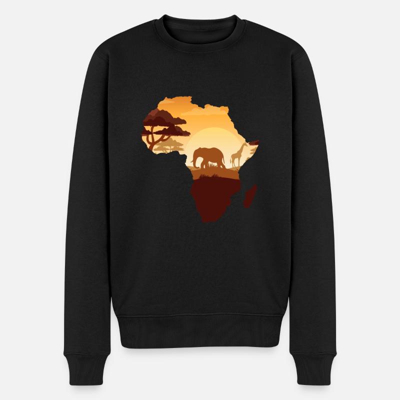 Afrique animaux éléphants - Pull Premium bio Homme - noir
