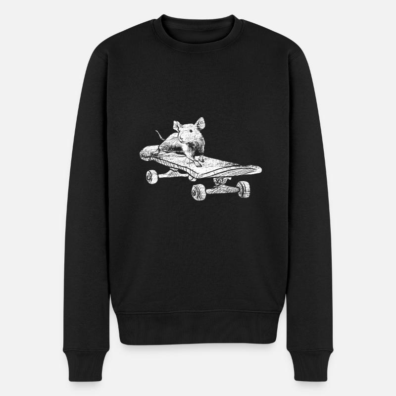 Maus Skater - Männer Premium Bio Pullover - Schwarz