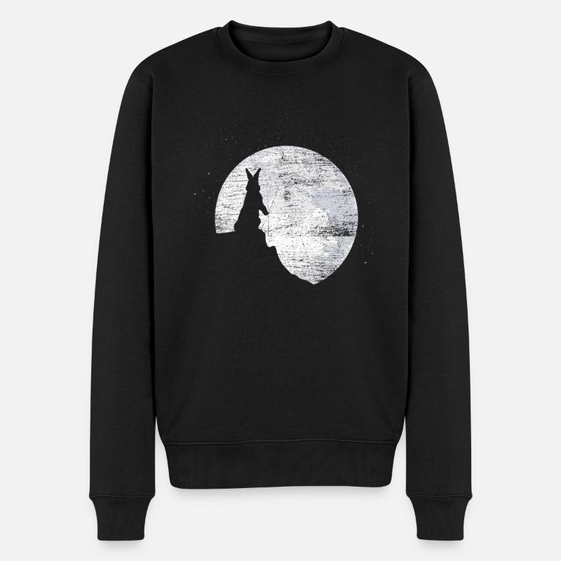 Hase Mond - Männer Premium Bio Pullover - Schwarz