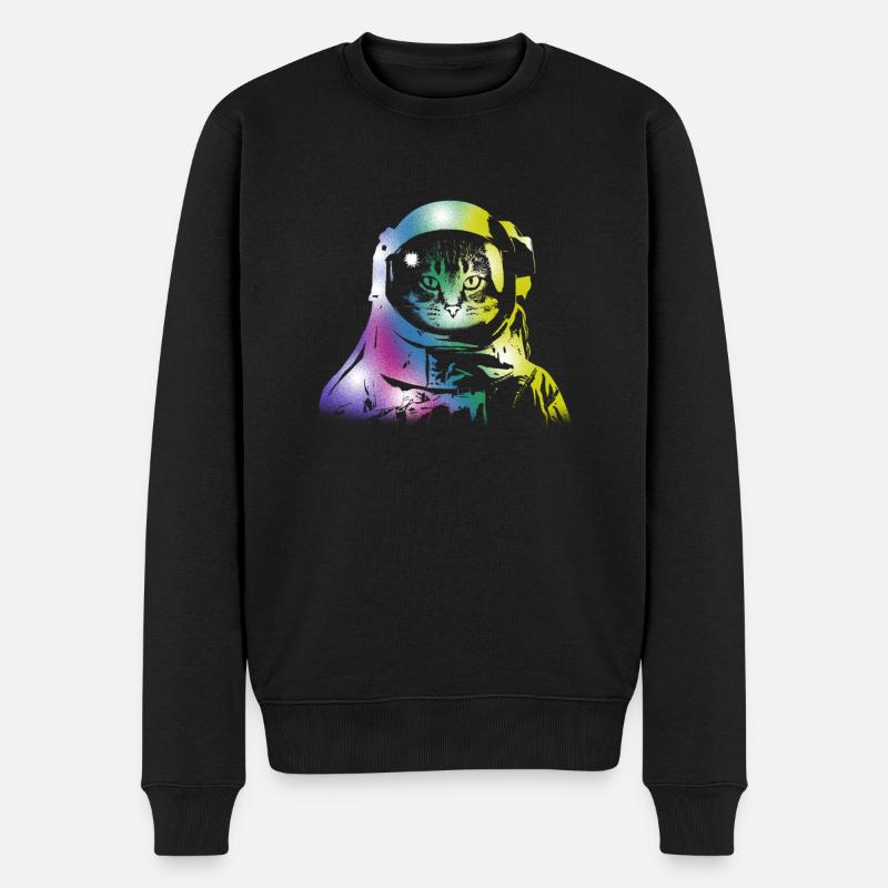 Cat Space Outerspace Galaxy Cats Kätzchenbesitzer - Männer Premium Bio Pullover - Schwarz