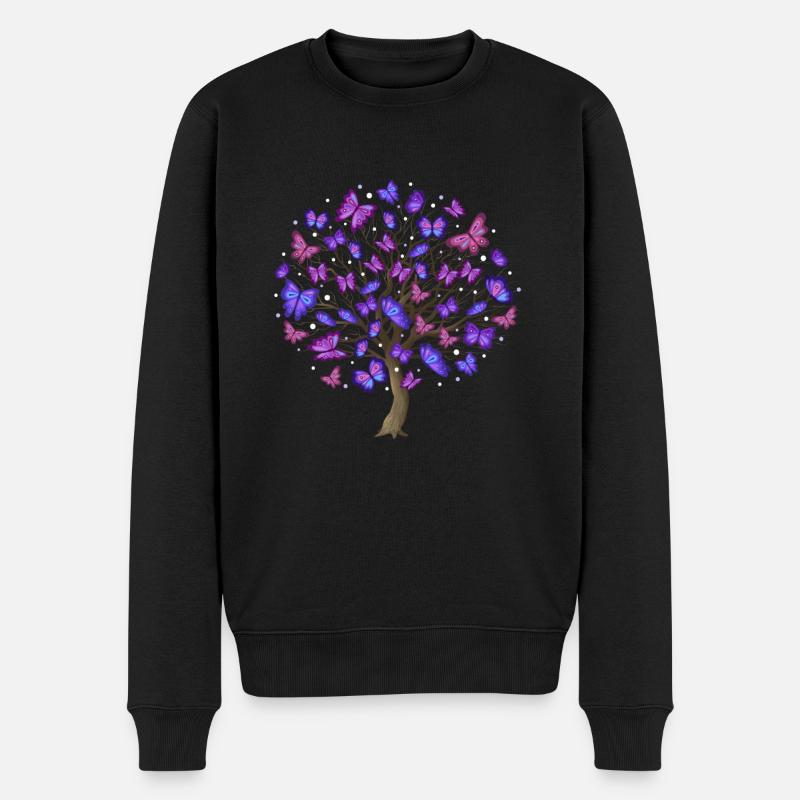 Schmetterlinge Baum - Männer Premium Bio Pullover - Schwarz