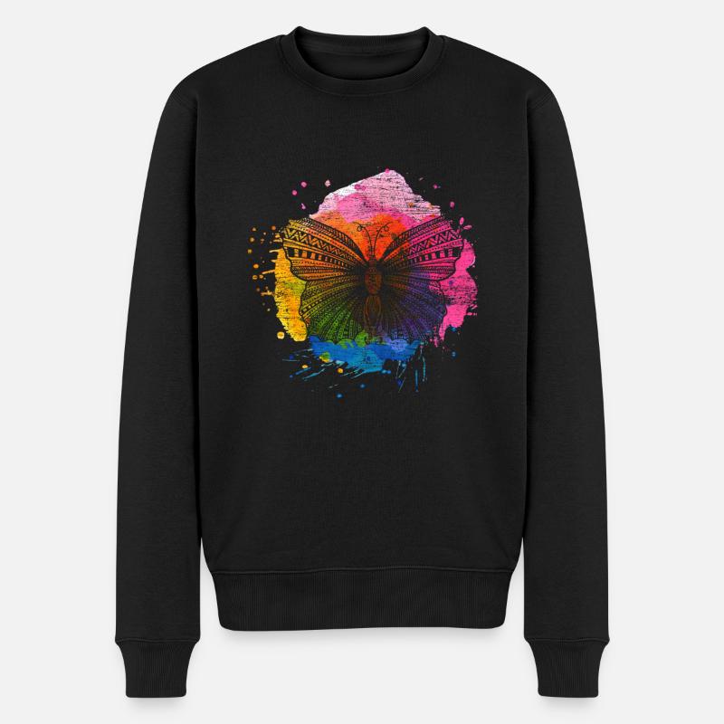 Schmetterling Kokon Raupe - Männer Premium Bio Pullover - Schwarz