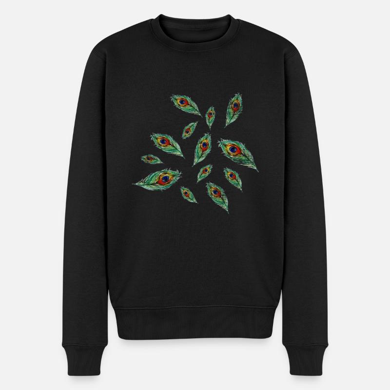 Pfau - Männer Premium Bio Pullover - Schwarz