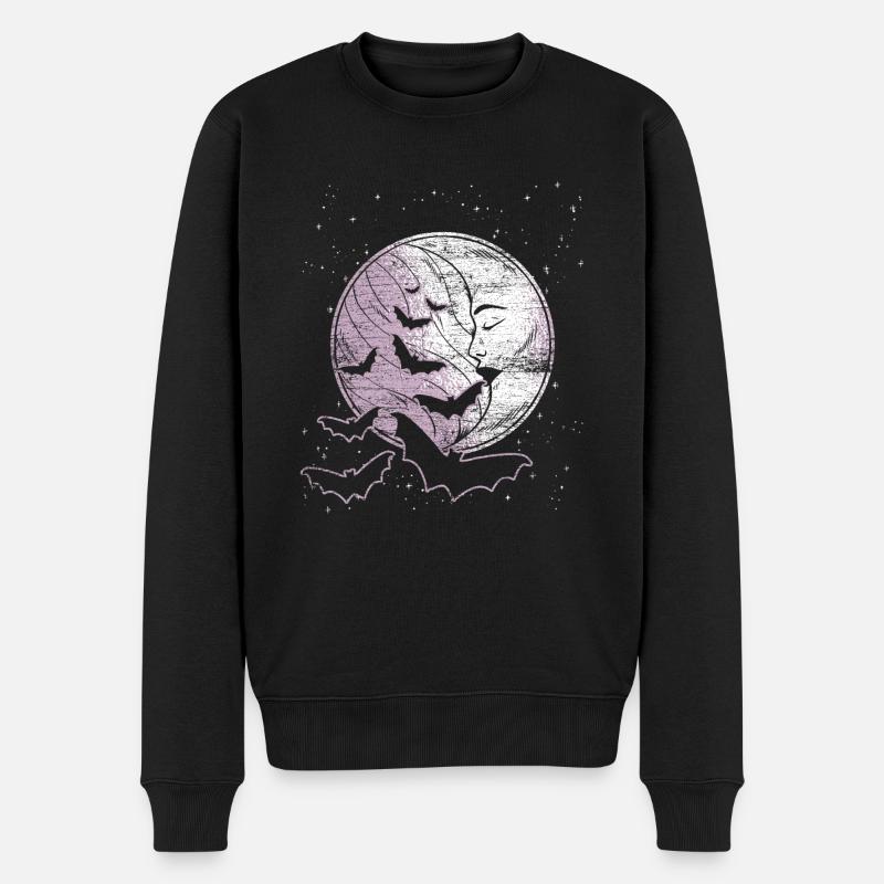 Fledermaus Nacht - Männer Premium Bio Pullover - Schwarz