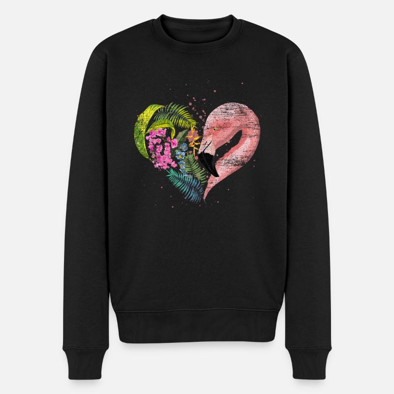 Flamingo - Männer Premium Bio Pullover - Schwarz