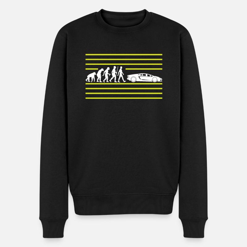 EVOLUTION VOM AFFE ZUM AUTO - Männer Premium Bio Pullover - Schwarz
