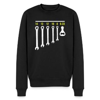 SCHRAUBENSCHLÜSSEL FLASCHENÖFFNER - Männer Premium Bio Pullover - Schwarz - Vorne - Nico (187cm)