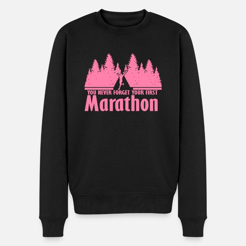 Marathonläuferin Marathon Joggen Marathons Laufen - Männer Premium Bio Pullover - Schwarz