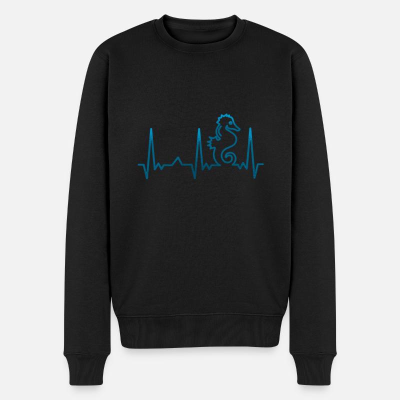 Hippocampe rythme cardiaque - Pull Premium bio Homme - noir
