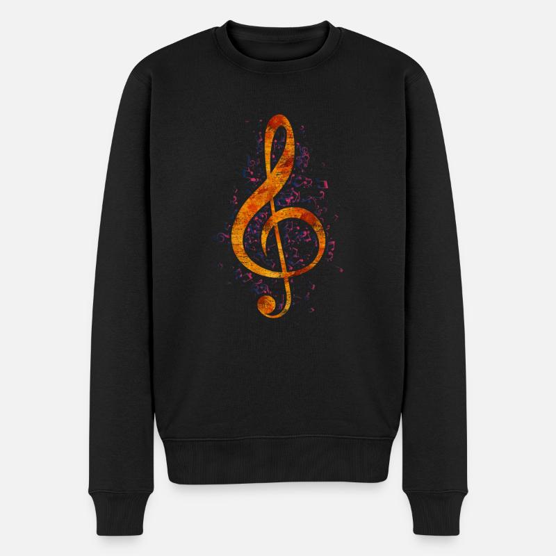 Musik Musiknoten Notenschlüssel - Männer Premium Bio Pullover - Schwarz