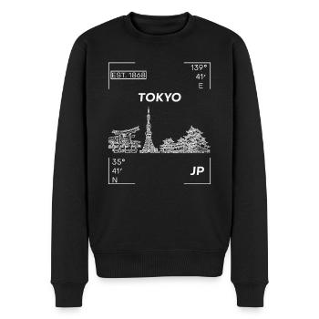 TOKYO - Männer Premium Bio Pullover - Schwarz - Vorne - Nico (187cm)
