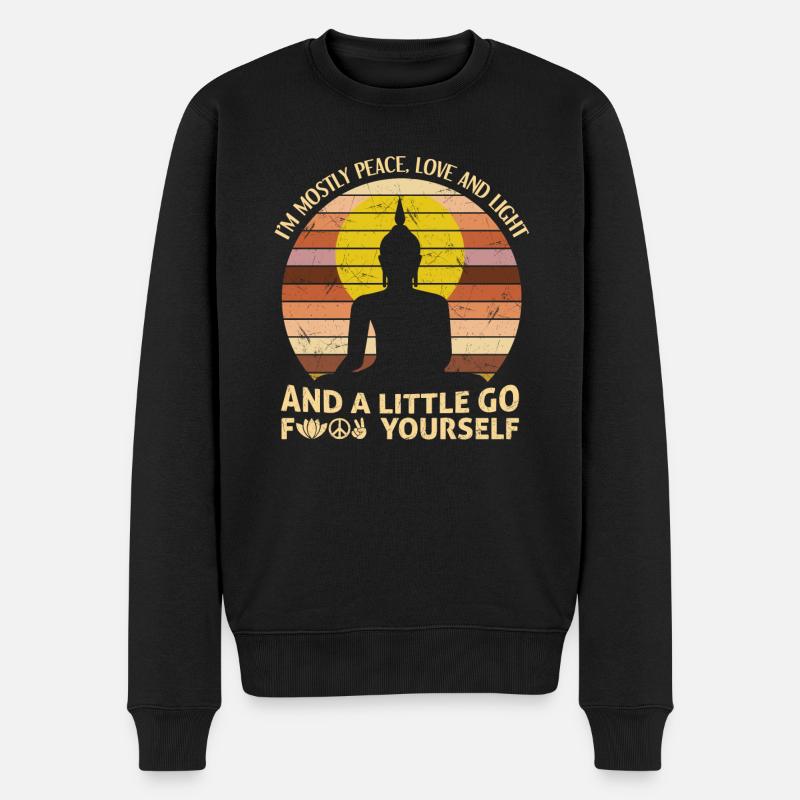 I'm Mostly Peace Love Light And A Little Go Yoga - Männer Premium Bio Pullover - Schwarz
