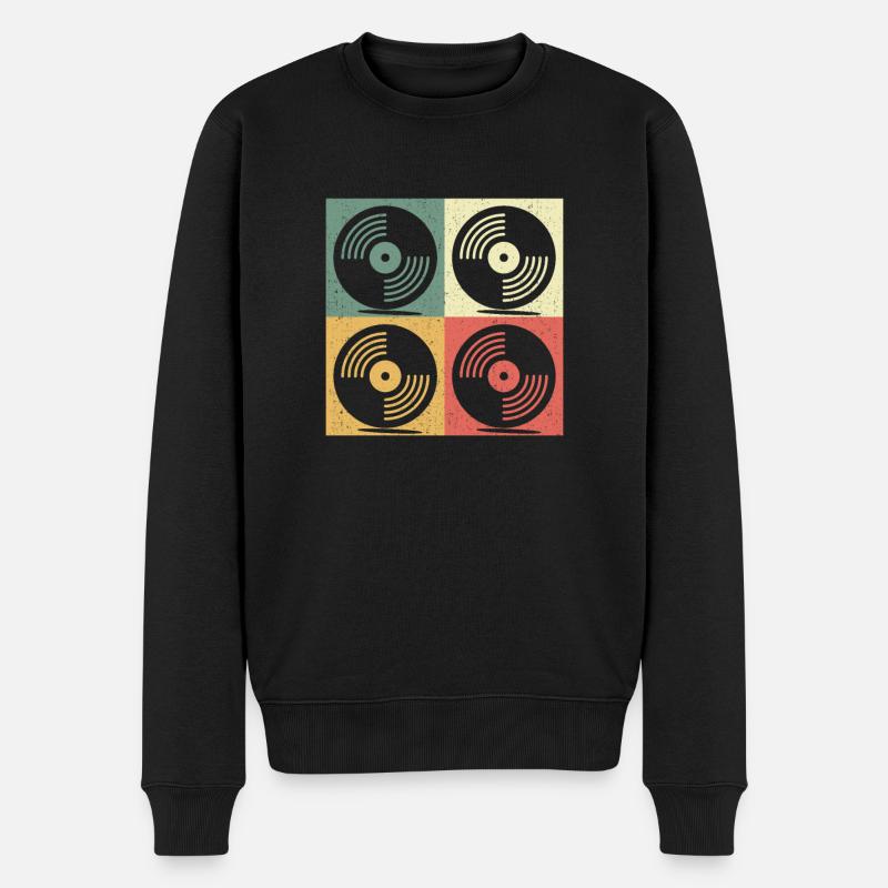 Vinyl Schallplatte Turntables Retro Geschenk - Männer Premium Bio Pullover - Schwarz