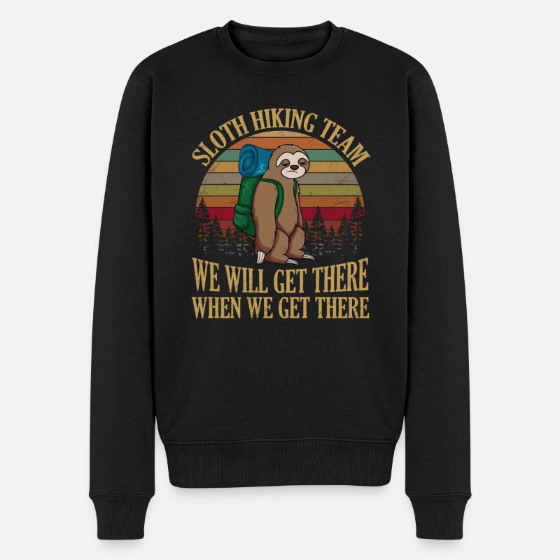 Sloth Hiking Team We Will Get There When We Get - Männer Premium Bio Pullover - Schwarz