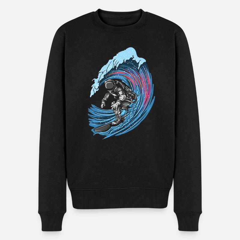 Astronaute surfeur élégant espace extérieur - Pull Premium bio Homme - noir