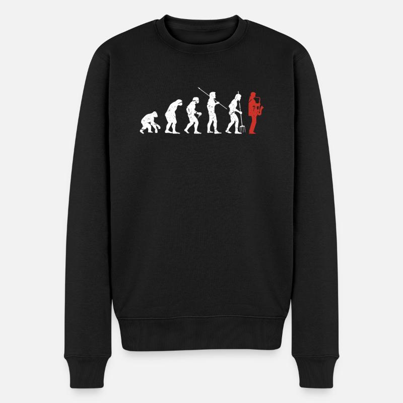 Saxophon Evolution - Männer Premium Bio Pullover - Schwarz