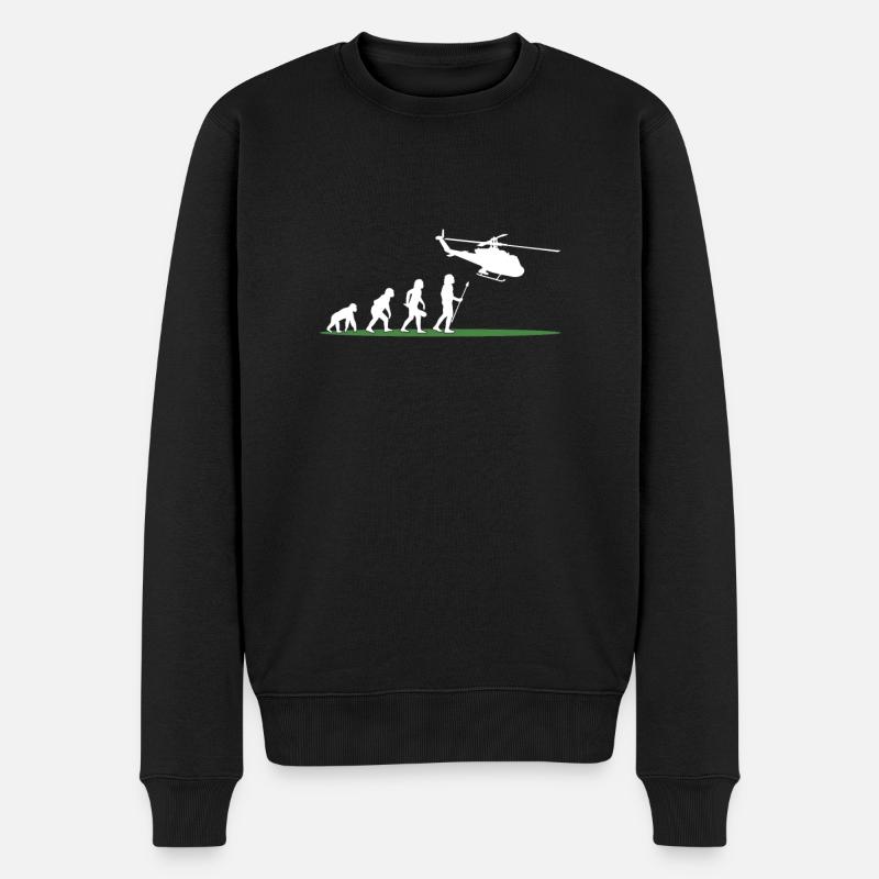 Hubschrauber Hubschrauber Hubschrauberlandeplatz - Männer Premium Bio Pullover - Schwarz