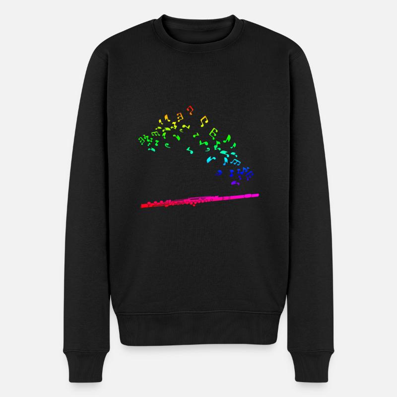 Flöte Melodie - Männer Premium Bio Pullover - Schwarz