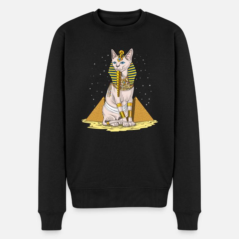 Ägyptische Mythologie Sphynx Cat God Ancient Egypt - Männer Premium Bio Pullover - Schwarz