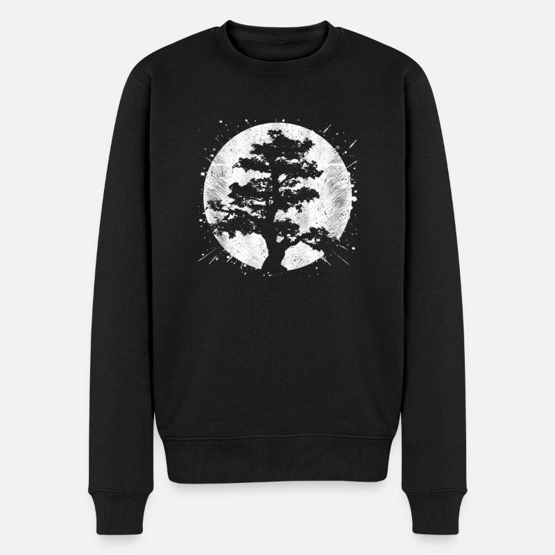 Meditativer japanischer Buddha-Baum - Männer Premium Bio Pullover - Schwarz