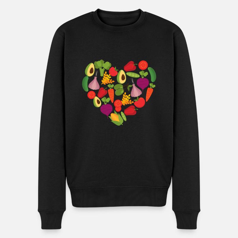 obst, gemüse, herz, liebe, vegan - Männer Premium Bio Pullover - Schwarz