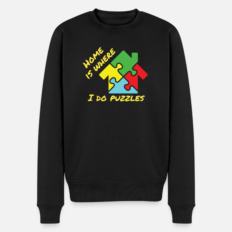 Puzzle Lover Home ist, wo ich Puzzles mache - Männer Premium Bio Pullover - Schwarz