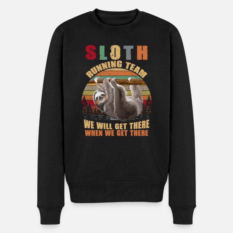 Sloth Running Team We'll Get There Funny Sloth - Männer Premium Bio Pullover - Schwarz