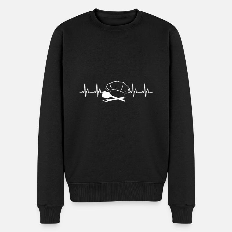 Kochen Herzschlag - Männer Premium Bio Pullover - Schwarz